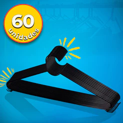 Conjunto Com 60 Cabides Reforçados Adulto cor Preto
