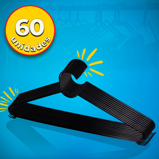 Conjunto Com 60 Cabides Reforçados Adulto cor Preto em Oferta na Shopee