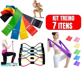 Kit 5 Elástico Treino Mini Band + Faixa Elástica Thera Band+ Elástico Exercício Extensor Fisioterapia Funcional Academia