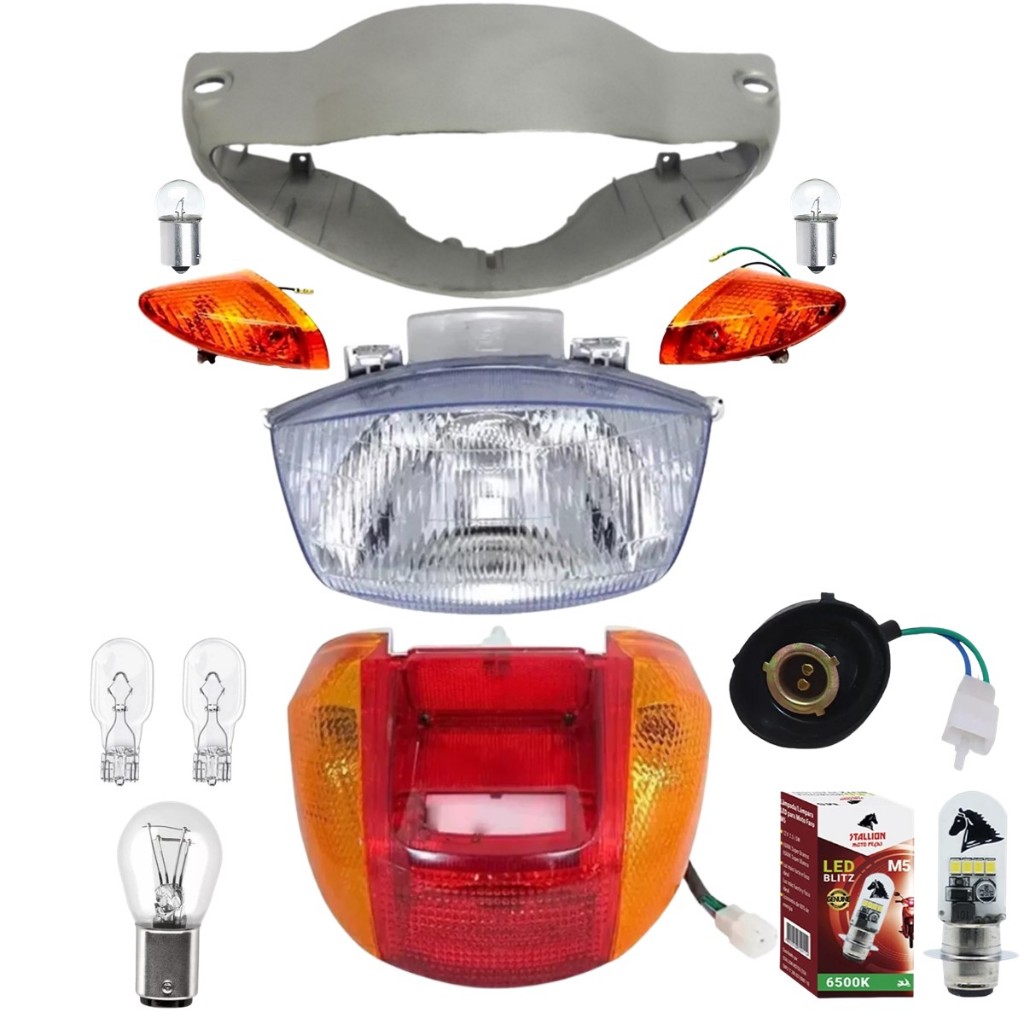 Carenagem Farol, Pisca, Lâmpada, Lanterna, Biz 100 05 Prata