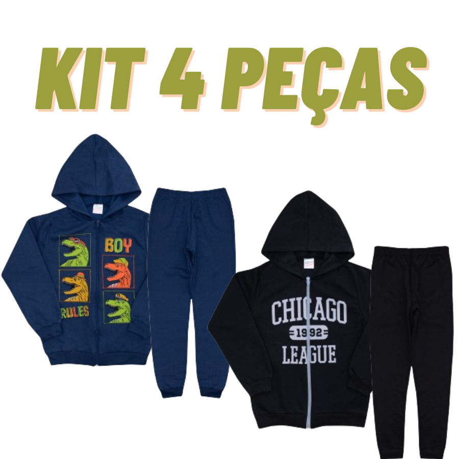 Kit 2 Conjunto Moletom Infantil Menino roupa infantil, Inverno Peluciado SORTIDO