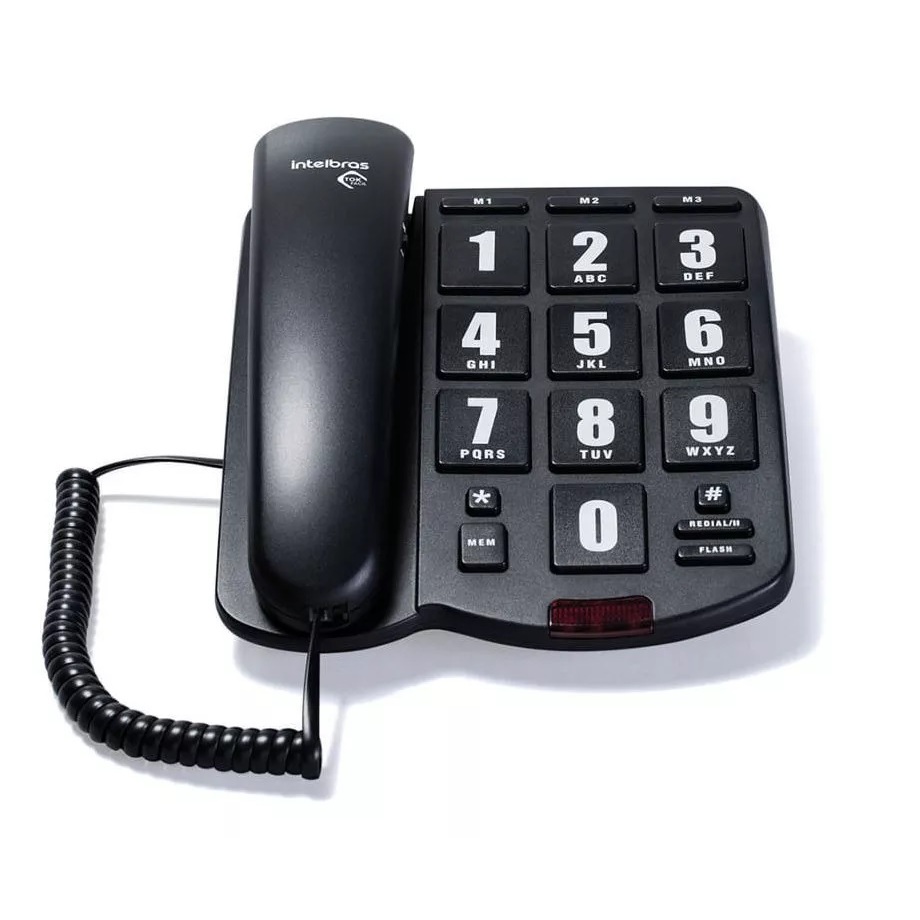 Telefone Fixo Linha de Mesa Aparelho Telefônico Intelbras Teclas Numeros Grandes