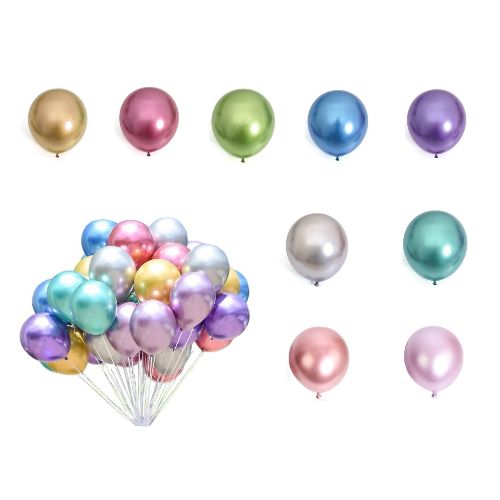 25 unidades Balão Bexiga Metalizado Festas Aniversario N° 12 Polegadas varias cores em Oferta na Shopee