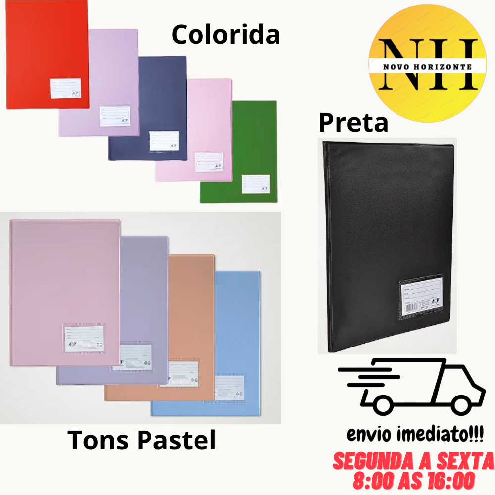 Pasta Catálogo 10/20/30/50/100 Envelopes Ofício Refil com visor Preta e colorida ACP Unidade em Oferta na Shopee
