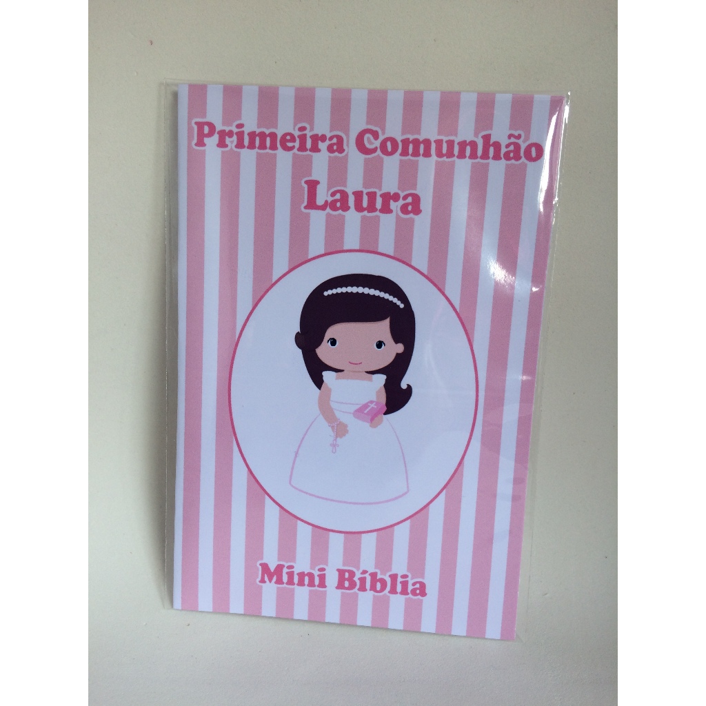 Lembrancinha Mini Bíblia Personalizadas Primeira Comunhão / Eucaristia Menina Kit com 10 unidades
