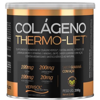 Colágeno Hidrolisado Verisol Biotina Cúrcuma Gengibre Laranja Moro Cafeína Coenzima Q10 Ácido Hialurônico Thermo Lift 200g