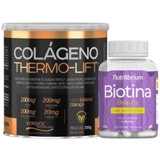 Colágeno Thermo Lift Verisol Cafeína Laranja Moro Ácido Hialurônico 200g + Biotina 60 Caps Nutrilibrium