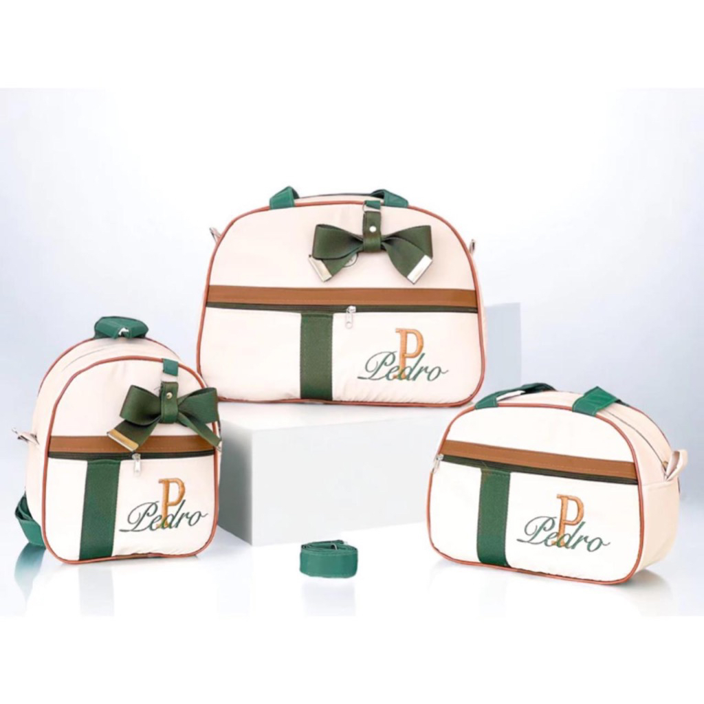 Kit Bolsa Maternidade Personalizada 3 Pecas Luxo Térmica Mochila