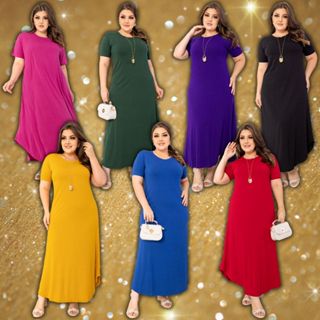 Vestido Comprido Soltinho Tendência Calor Plus Size Básico em Oferta na Shopee