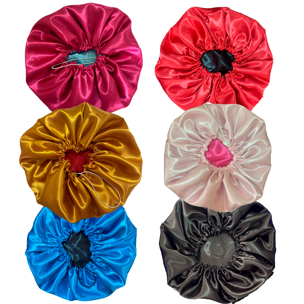 Kit 12 Touca de cetim antifrizz dupla face ajustável em Oferta na Shopee