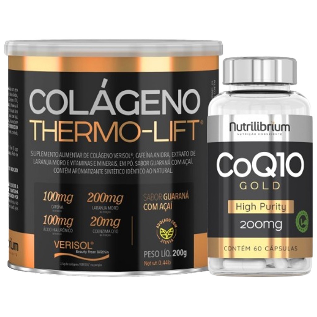 Colágeno Verisol Hidrolisado Thermo Lift 200g + Coenzima Q10 Gold 60 Caps - Health