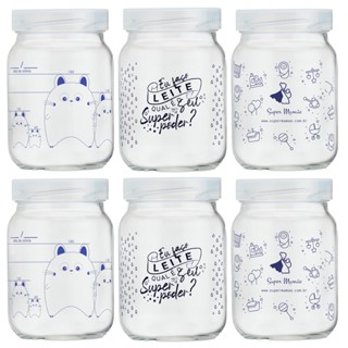 Kit 6 Potes Vidro Armazenar Leite Materno Decorado 360 Graduação 200ml