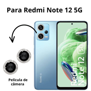 Pelicula Camera Traseira Xiaomi COM BRILHO STRASS Redmi Note 12 5G em Vidro 3D Anti-Impacto Protetora Premium