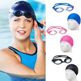 Kit Touca de Mergulho Touca Natação Hidrogisnática de Silicone + Óculos de Piscina Adulto em Oferta na Shopee