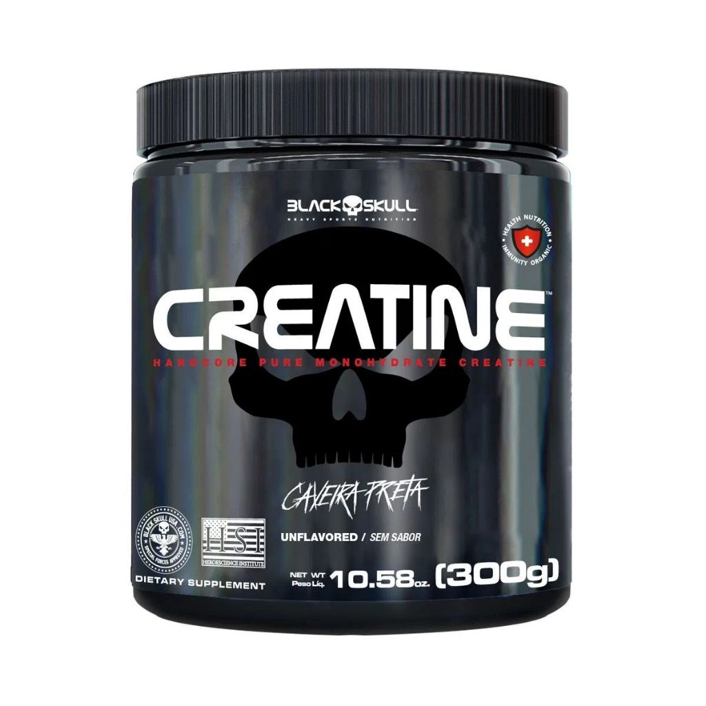 CREATINE - CREATINA MONOHIDRATADA - 300G - PURA - ORIGINAL BLACK SKULL