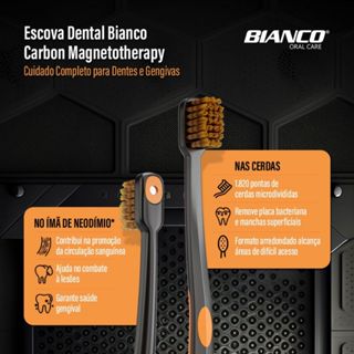 Escova Dental Bianco Carbon Extra Macia - Magnetherapy Imã Potente de Neodímio