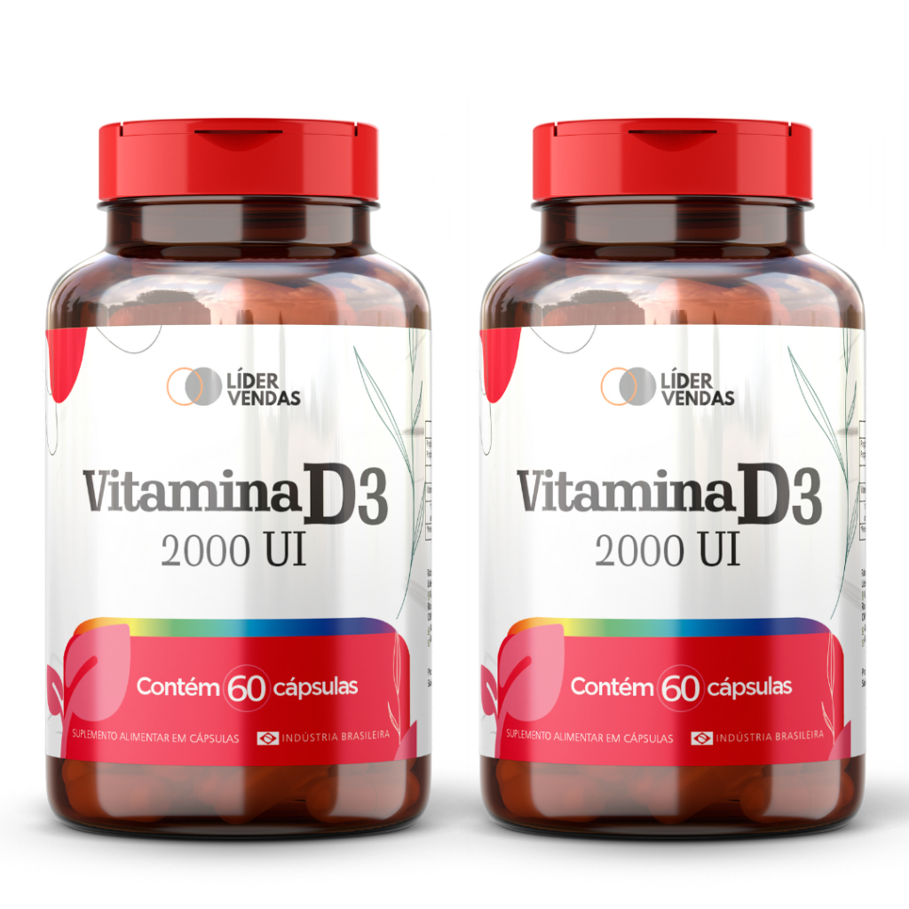 Vitamina D3 2000 UI C/ 60 Cápsulas 500mg - Kit 2 Potes