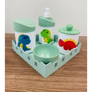 Kit Higiene Dino Baby c/bandeja quadrada verde