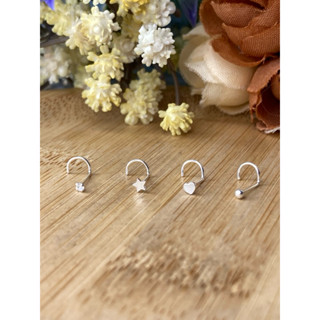 Piercing Nostril de Nariz Zircônia/Coração/Estrela e Bolinha em Prata 925 Legítima