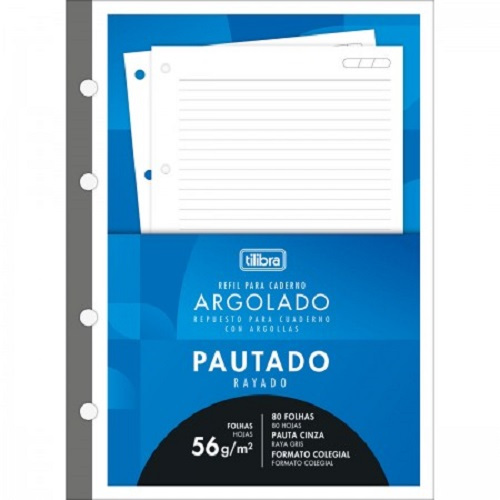 Refil Tiliflex P/ Caderno Argolado Colegial Académie 80 Fls