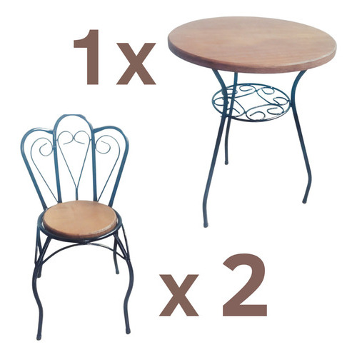Kit Jogo De Mesa E Cadeiras Infantil Artesanal Super Luxo Ferro E Madeira Decorativo