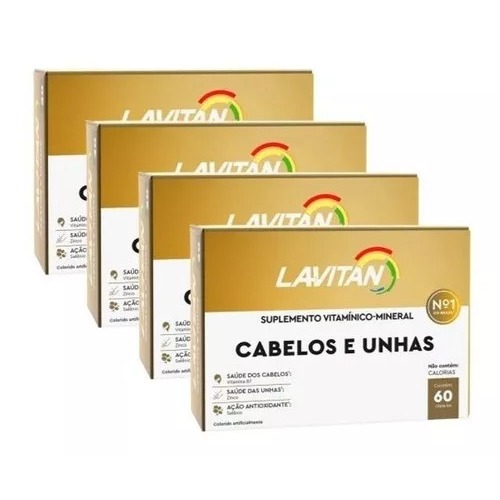 KIT 4X LAVITAN CABELOS E UNHAS 60 CÁPSULAS
