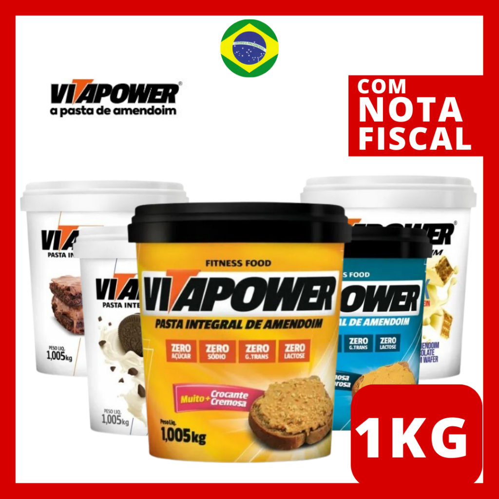 Pasta De Amendoim Vitapower 1kg Integral e Gourmet Sabores Premium Original - Envio Imediato