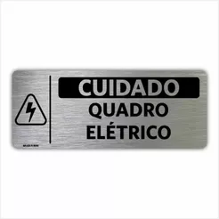 Placa Cuidado Quadro Elétrico - 8x20cm - Sinalização Indicação Setor Risco Choque Atenção