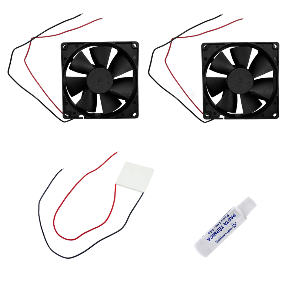 Kit Pastilha Peltier + 2X Cooler Ventilador Latina + Pasta Termica 15g