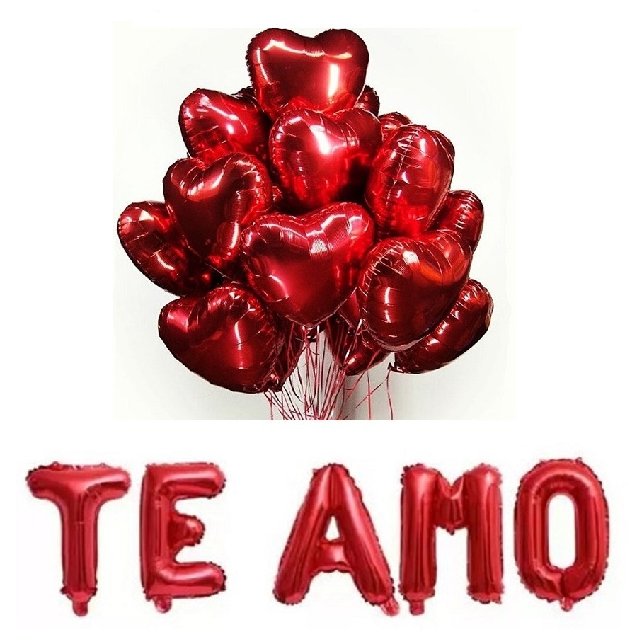 Kit Romântico 12 Balão Coração + TE AMO