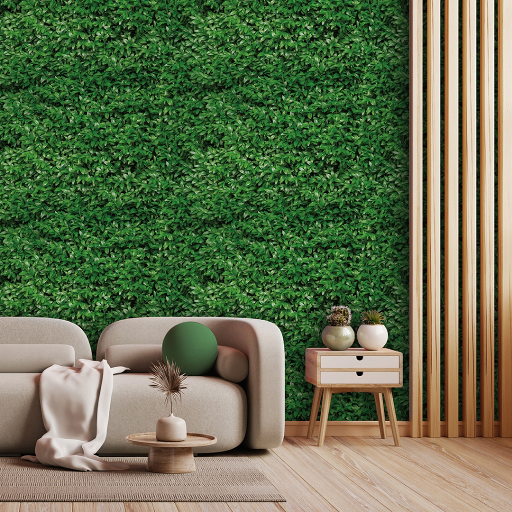 Papel de Parede Para Sala Folhas Verdes Muro Inglês Adesivo Lavavel Quarto Cozinha Escritório 3D