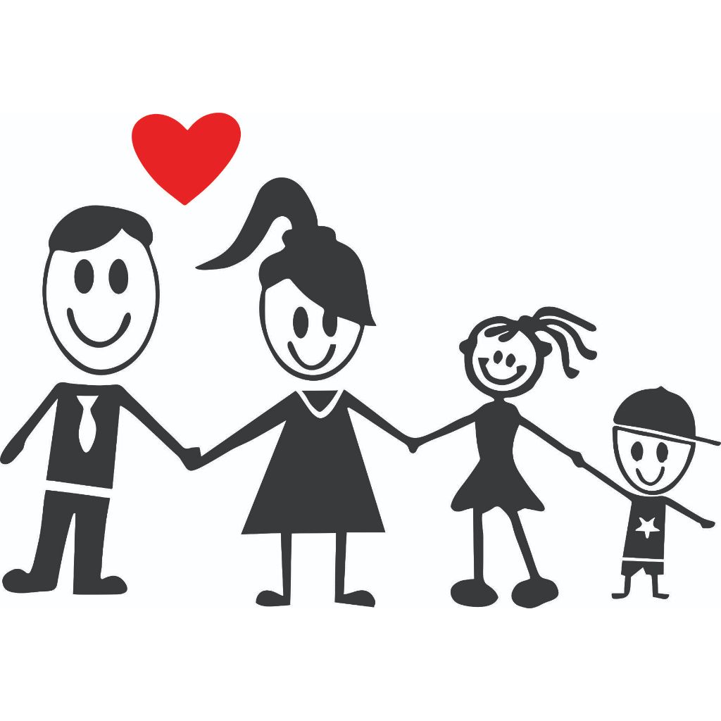 Adesivo Família Feliz Pai, Mãe, Filha e Filho modelo II em Oferta na Shopee