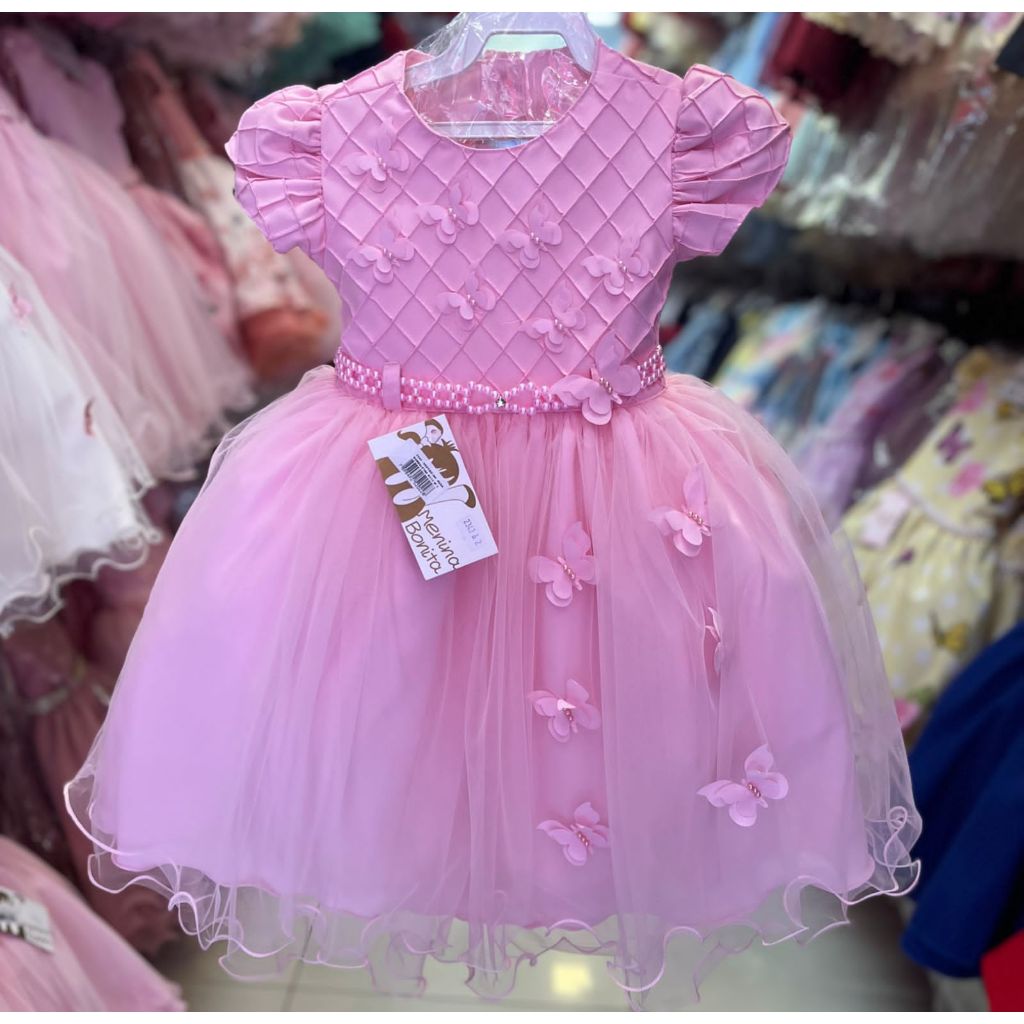 Vestido infantil Jardim encantado rosa bosque menina Bonita em Oferta na Shopee