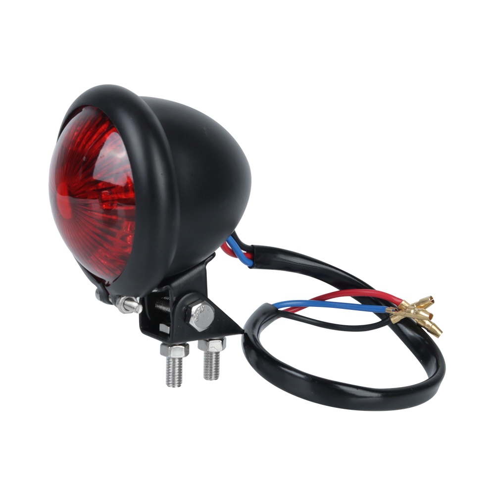 Lanterna Traseira bola bolinha redonda preta ou prata de freio e luz iluminação em LED para Moto Custom cafe racer cromada lente Vermelho ou Fumê
