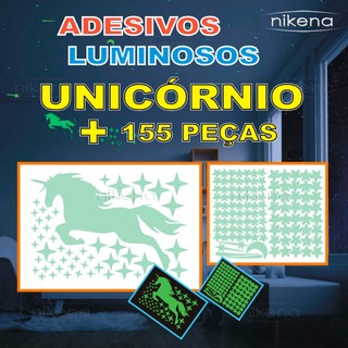 Adesivos que Brilham no Escuro com Unicórnio + 155 Peças Estrela Lua Cometa Starfix Luminosos Fluorescentes
