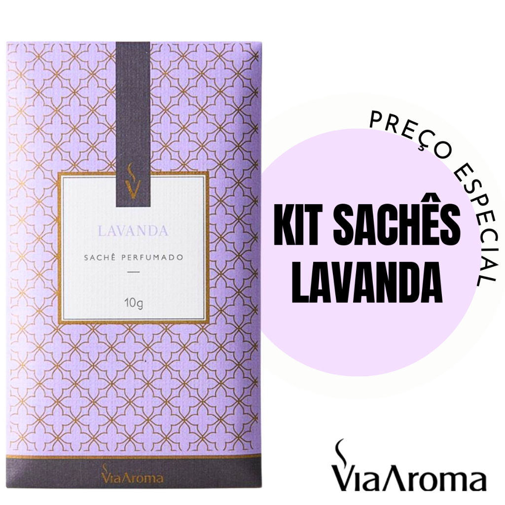 Kit Sachês Perfumados Lavanda ou Lavanda Francesa Via Aroma - Cheirinho para Guarda Roupa em Oferta na Shopee