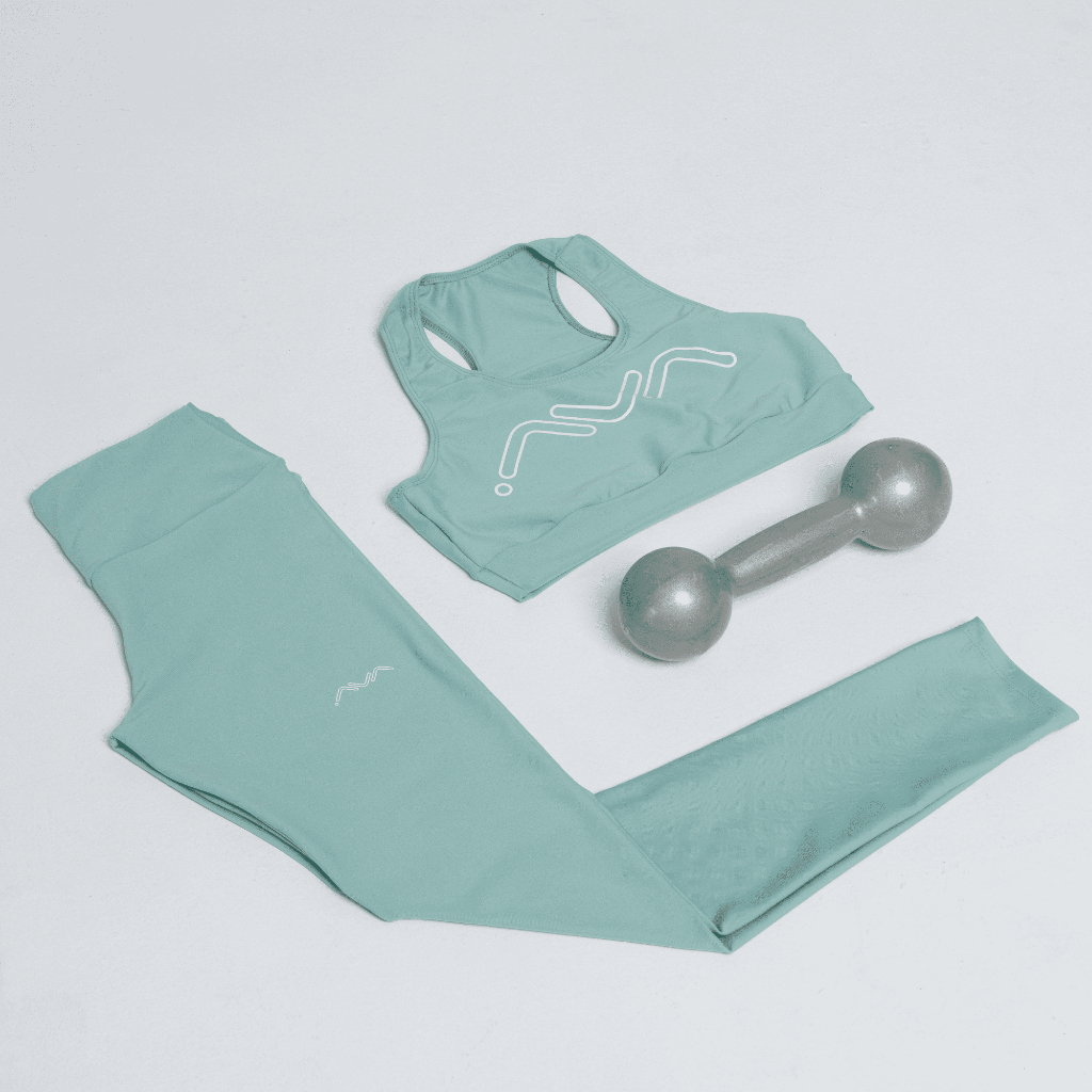 Conjunto Feminino Academia Verde Água Top e Legging AVA Fitness Originals
