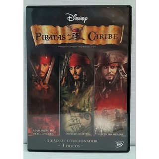 Dvd Trilogia Piratas do Caribe - Edição de Colecionador - Box Triplo C/ 3 Discos Johnny Depp - Original Usado