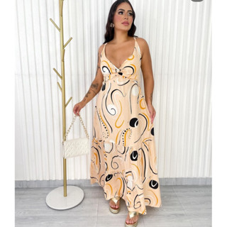 Vestido Longo em Viscolinho com Forro
