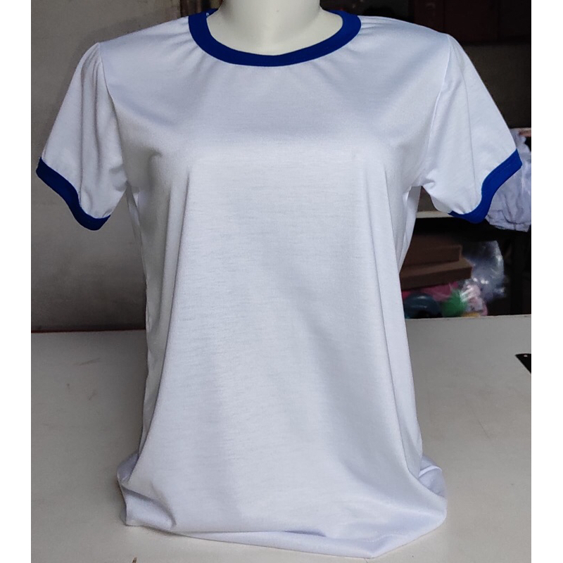 camisa branca escolar com gola e punho colorido 100% poliéster anti pilling em Oferta na Shopee