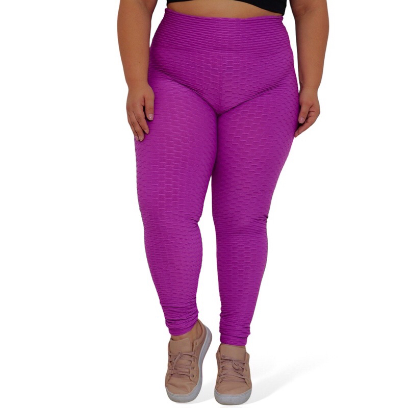 Calça Legging Plus size disfarça celulites levanta bumbum bolha brocada flocada tamanho grande em Oferta na Shopee
