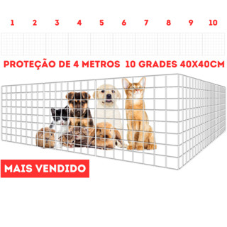Cercado De Cachorro Grade Modulo Cercadinho Pet Cerca De 4 Metros 10 Módulos De 40x40Cm