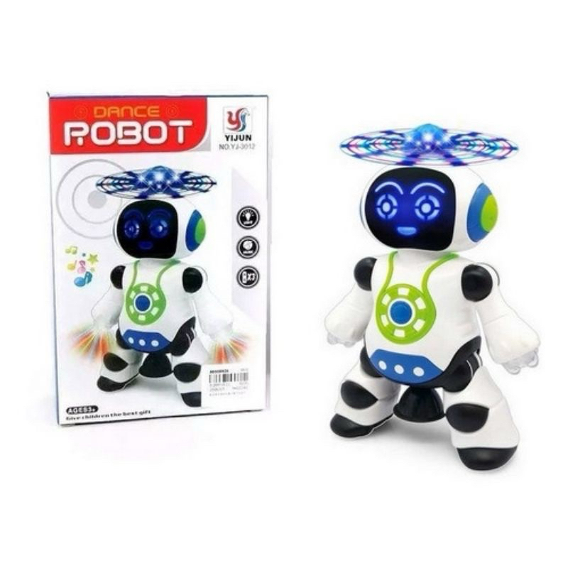 BRINQUEDO ROBÔ DANÇA GIRA 360° COM SOM & LUZ LED PARA CRIANÇA