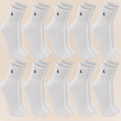Kit Com 10 Pares De Meias Cano Médio Walk Original Lupo Unissex Cores Básicas Em Algodão