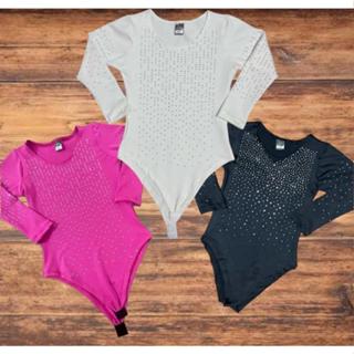 Body Infantil Manga Longa Rosa Branco e Preto Strass Brilho Pedraria Criança Country Rodeio em Oferta na Shopee