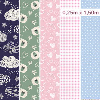 Tecido Tricoline 100% Algodão 0,25m x 1,50m Lançamentos Várias Estampas