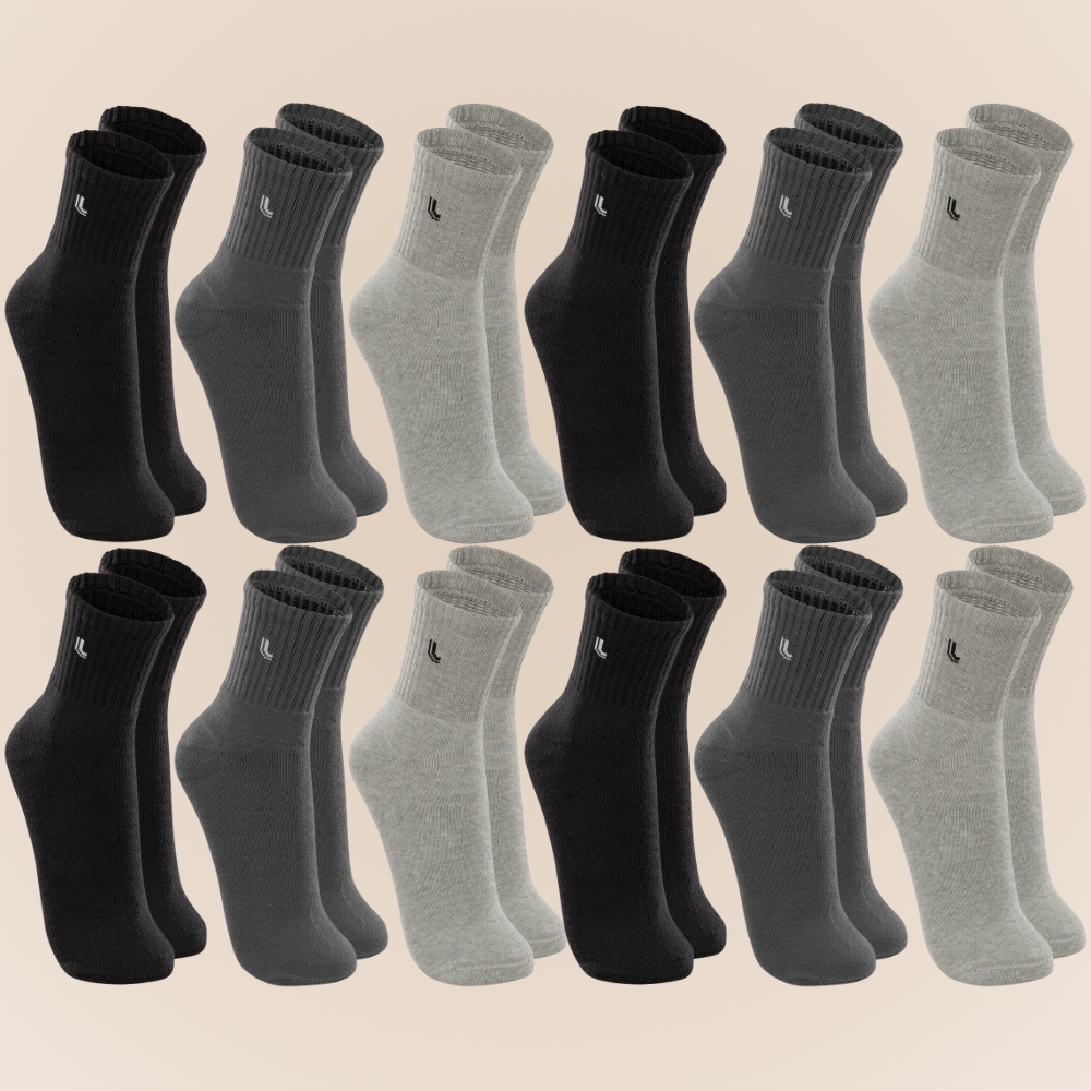 Kit Lupo Sport 12 Pares Meias Cano Medio Unissex Algodao Confortavel Com Ajuste Perfeito 37 ao 44 - Men Clothes