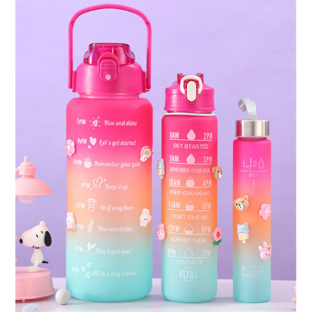 Kit 3 Garrafa Agua Squeeze Galão Com Adesivos Lembretes Beber Agua