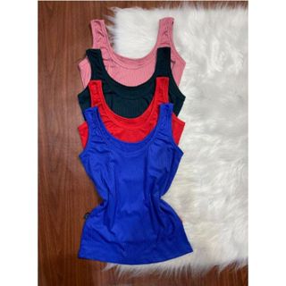KIT 5 Regatas Femininas de Alça Larga Alça Grossa Básica Canelada