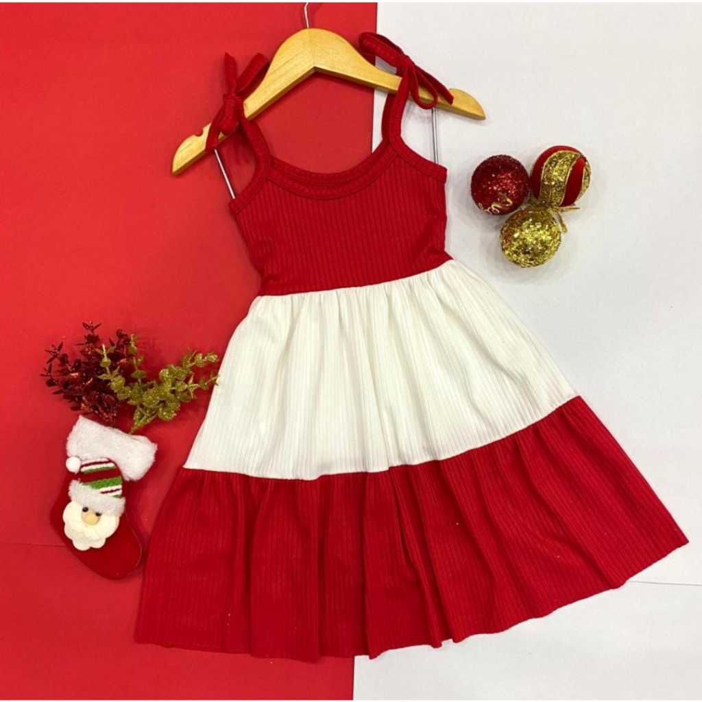 Vestido Infantil 3 maria Vermelho e Branco moda blogueirinha